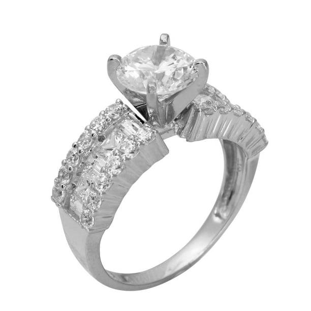 3.00 Ct 14K White Gold Cathedral Set Fancy Round Engagement Propose Promise Ring 